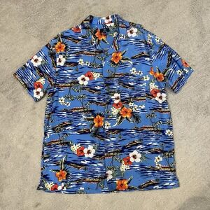George‎ Hawaiian Shirt Men's Size L 42-44 Multicolor Tropical Island Aloha Beach